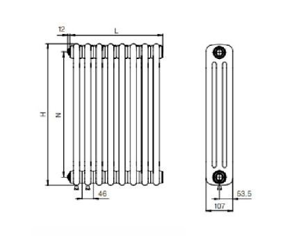 Стальной трубчатый радиатор RIFAR TUBOG TUB 3057-22-DV1