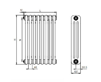 Стальной трубчатый радиатор RIFAR TUBOG TUB 3057-22-AN (Антрацит)