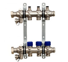 Коллекторная группа ELSEN, 1", 5 контуров, размер отвода-3/4", с вентилями, нержавеющая сталь