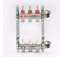 Коллекторная группа из нержавеющей стали с термостатическими вентилями и расходомерами UNI-FITT 1"x3/4"ЕК 3 выхода