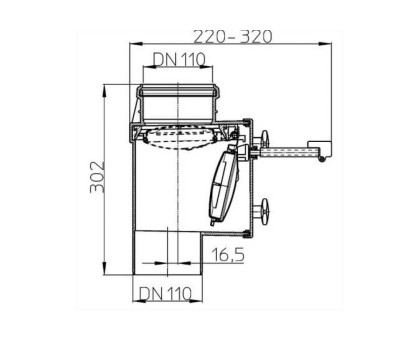 Вертикальный канализационный затвор Hutterer & Lechner (с фиксатором), DN 110